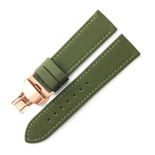 InOmak 20/22mm Nylon Watch Band Canvas Uhrengurt, Grünes Goldgold, 20mm von InOmak