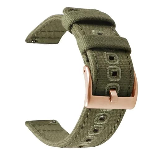 InOmak Nylon Uhrenband 18-22mm Schnellfreisetzungsarmband, Armeegrün roshose Gold, 22mm von InOmak