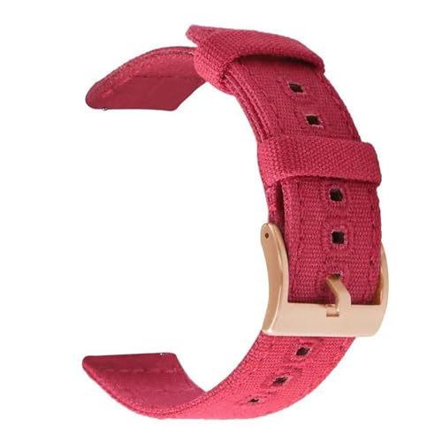 InOmak Nylon Uhrenband 18-22mm Schnellfreisetzungsarmband, Rot Rose Gold, 22mm von InOmak