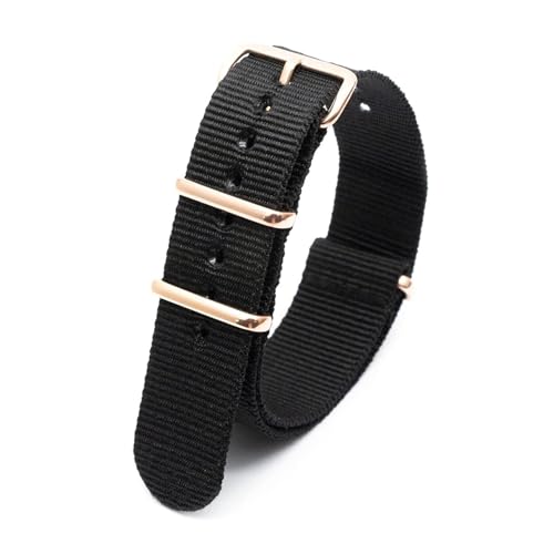 InOmak Nylon Watch Band 18-24mm Stoff Uhrengurte, Roségoldschnalle, 18mm von InOmak