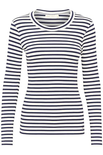 InWear Damen Dagnaiw Striped Ls T-Shirt, Whisper White/Midnight Magic, M von InWear