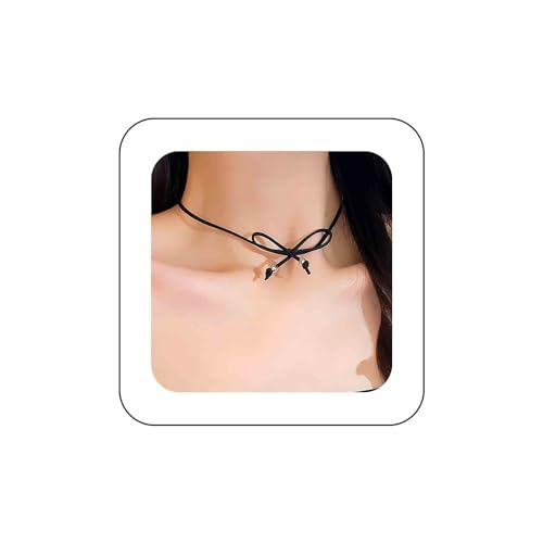 Inateannal Boho Schwarzer Samt Choker Halskette Samt Schwarze Schleife Halskette Vintage Band Bogen Kragen Halskette Wildleder Kurze Schleife Halskette Schmuck Für Frauen Und Mädchen von Inateannal