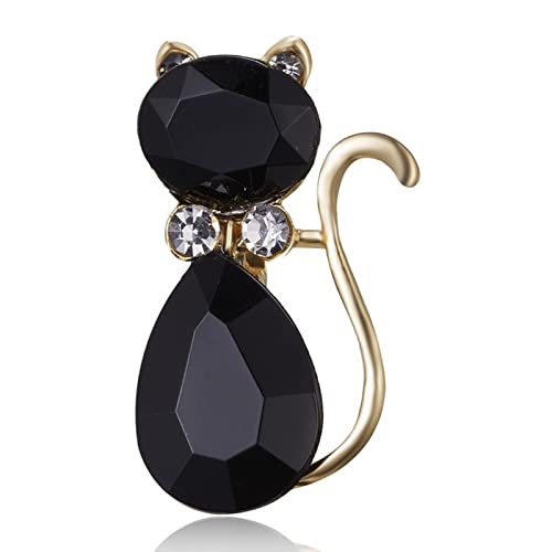 Inateannal Katze Brosche Pin Schwarz Kristall Kitty Brosche Niedlich Strass Katze Emaille Pin Hochzeit Braut Brosche Dekoration Schmuck Für Frauen Mädchen von Inateannal