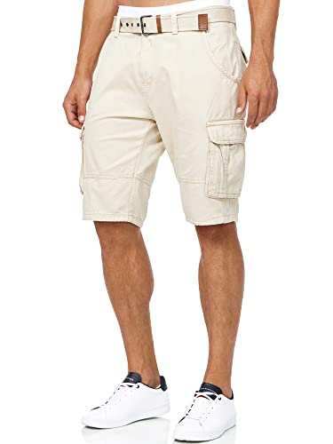 Indicode Herren Monroe Cargo Cargo-Shorts inkl. Gürtel | Bermuda Männer Sommerhose aus Baumwolle Fog S von Indicode