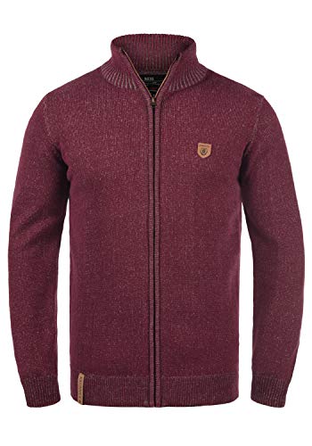 Indicode Andy Herren Strickjacke Cardigan Grobstrick Winter Pullover mit Stehkragen und Reißverschluss, Größe:L, Farbe:Wine (227) von Indicode