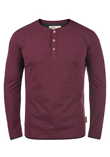 Indicode Gifford Herren Longsleeve Langarmshirt Shirt Mit Grandad-Ausschnitt, Größe:L, Farbe:Wine (227) von Indicode