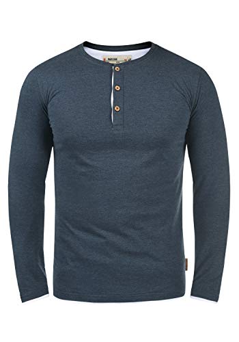 Indicode Gifford Herren Longsleeve Langarmshirt Shirt Mit Grandad-Ausschnitt, Größe:S, Farbe:Navy Mix (420) von Indicode