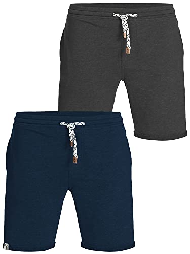 Indicode Herren 2-Pack Eddy 2er-Pack Sweatshorts | Sweat Shorts Sporthose Joggingshorts Navy/Black M von Indicode