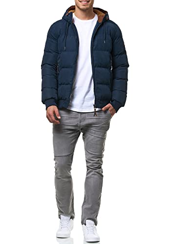 Indicode Herren Adeline Winterjacke m. Kapuze (Teddyfutter) |Steppjacke Herrenjacke Navy L von Indicode