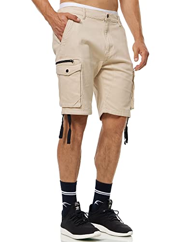 Indicode Herren Agron Cargo Shorts mit 6 Taschen aus 98% Baumwolle | Kurze Hose Männer Fog M von Indicode
