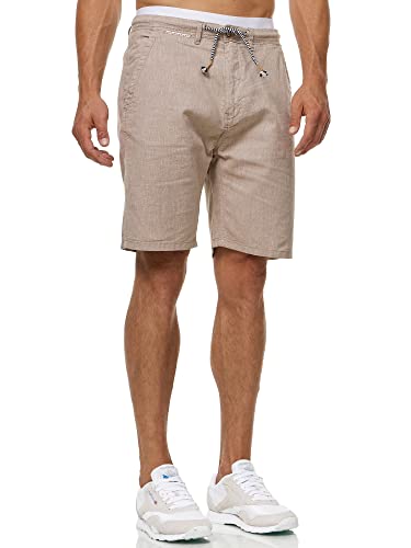 Indicode Herren Alonso Shorts aus Leinen & Baumwolle | Männer Freizeitshorts für Männer Greige 3XL von Indicode