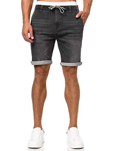 Indicode Herren Azibo Jeans Jogging Shorts mit 4 Taschen | Kurze Denim Hose für Männer Raven XXL von Indicode