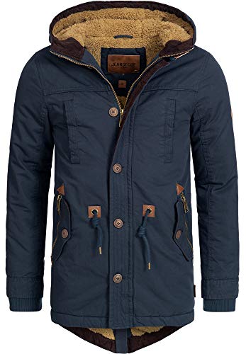 Indicode Herren Barge Winterjacke m. Kapuze & Teddyfutter | Winterparka Herrenjacke Parka Navy XXL von Indicode