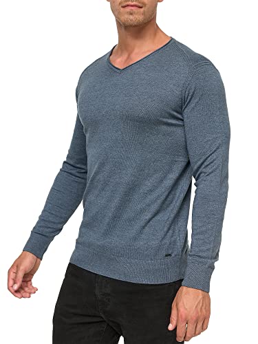 Indicode Herren Beam Strickpullover mit V-Ausschnitt aus 85% Baumwolle | Feinstrick-Pulli für Männer China Blue XXL von Indicode