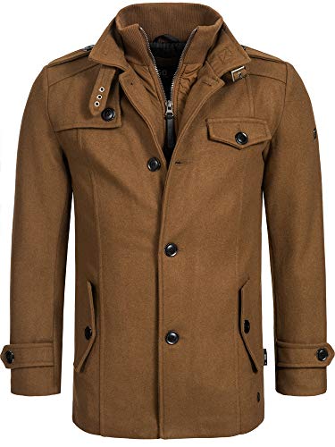 Indicode Herren Brandon Kurzmantel mit Stehkragen | Herrenmantel Wollmantel Mantel Männer Camel XXL von Indicode