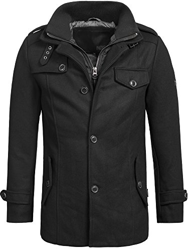 Indicode Herren Brandon Kurzmantel mit Stehkragen | Herrenmantel Wollmantel Mantel Männer Black XL von Indicode