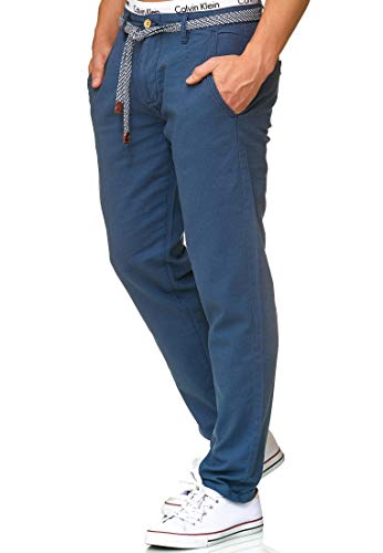 Indicode Herren Bryne Stoffhose aus Baumwolle & Leinen | Herrenhose Freizeithose Männer Dk Denim 3XL von Indicode