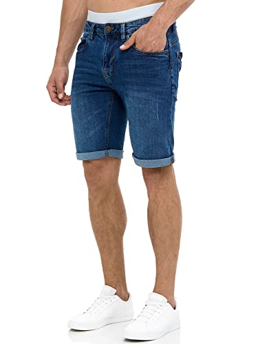 Indicode Herren Caden Jeans Shorts mit 5 Taschen | Herrenshorts Used Look für Männer Medium Indigo - Normal XL von Indicode