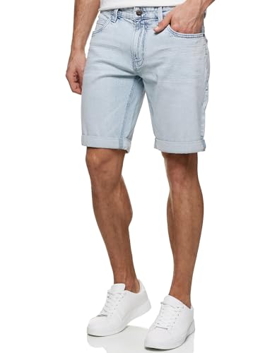 Indicode Herren Caden Jeans Shorts mit 5 Taschen | Herrenshorts Used Look für Männer Foam Blue M von Indicode