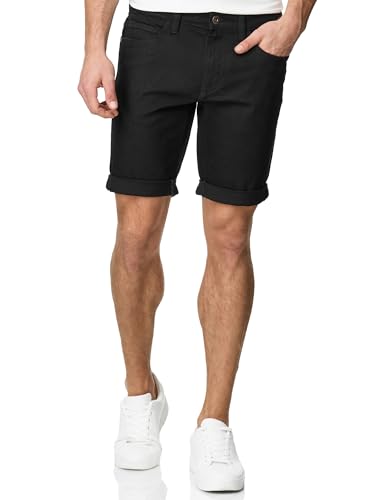 Indicode Herren Caden Jeans Shorts mit 5 Taschen | Herrenshorts Used Look für Männer Ultra Black 3XL von Indicode