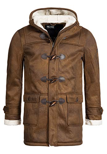 Indicode Herren Calshot Dufflecoat in Veloursleder-Optik | Winter Parka Herrenmantel Brown Sugar L von Indicode