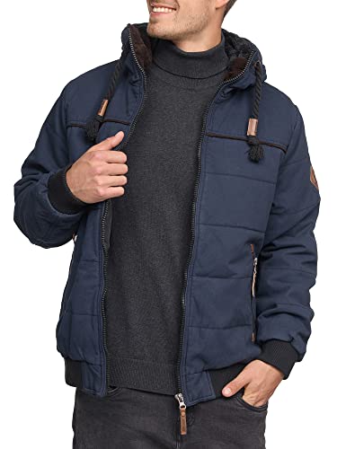 Indicode Herren Cowdell Winterjacke m. Teddy-Futter Kapuze | Winterparka Herrenjacke Navy M von Indicode