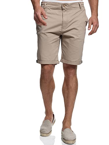 Indicode Herren Creel Chino Shorts mit 5 Taschen | Bermuda Herren Chino Shorts f. Männer Greige M von Indicode