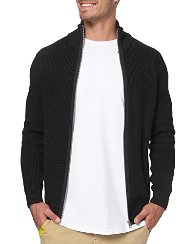 Indicode Herren Dodson Strickjacke mit Stehkragen aus Baumwolle | Cardigan für Männer Black XL von Indicode