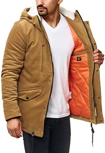 Indicode Herren Dudley Winterjacke aus Baumwolle (Cord) mit Kapuze | Winterparka Parka Camel M von Indicode