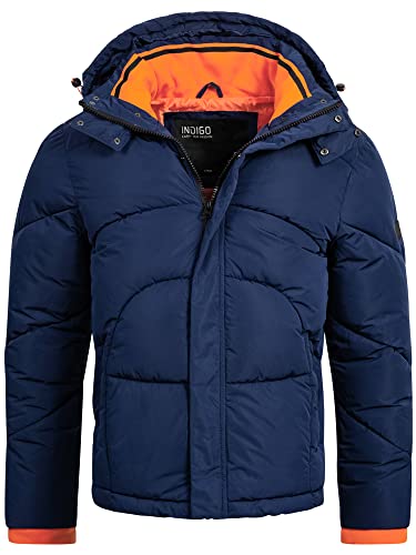 Indicode Herren Dunlap Winterjacke mit abnehmbarer Kapuze | Herrenjacke Steppjacke Männer Navy M von Indicode