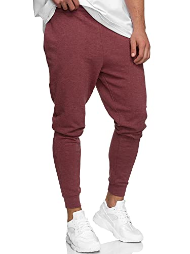 Indicode Herren Eberline Jogginghose aus 60% Baumwolle | Trainingshose Jogger für Männer Bordeaux Mix L von Indicode