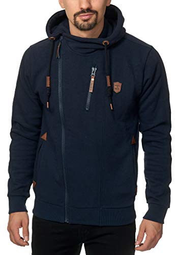 Indicode Herren Elm Kapuzensweatjacke | Herrenhoddie Hoodie Kapuzenpullover Männer Navy XL von Indicode