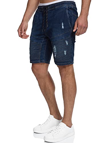 Indicode Herren Ernest Jeans Shorts mit Taschen | Herrenshorts Used Look für Männer Dark Blue XXL von Indicode