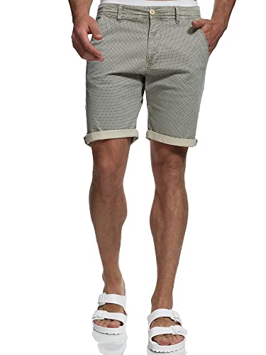 Indicode Herren Estrada Chino Shorts mit Gürtel | Chino Stretch Herrenshorts f. Männer Fog M von Indicode