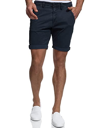 Indicode Herren Estrada Chino Shorts mit Gürtel | Chino Stretch Herrenshorts f. Männer Navy M von Indicode