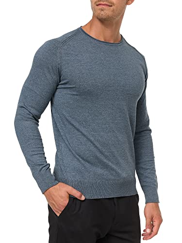 Indicode Herren Gamal Strickpullover aus 80% Baumwolle | Pullover O-Neck Pulli Männer China Blue Mix XL von Indicode