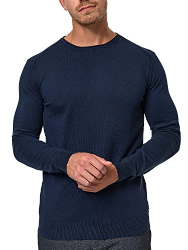 Indicode Herren Gamal Strickpullover aus 80% Baumwolle | Pullover O-Neck Pulli Männer Navy M von Indicode