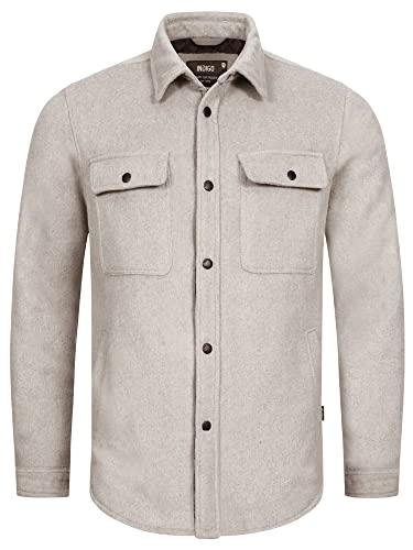 Indicode Herren Henderson Langarmhemd Übergangsjacke gefüttert | Herrenhemd Freizeithemd Grey Mix XXL von Indicode