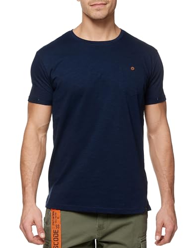 Indicode Herren INJon T-Shirt mit Brusttasche aus 100% Baumwolle | Herrenshirt Sommershirt Männer Navy XL von Indicode