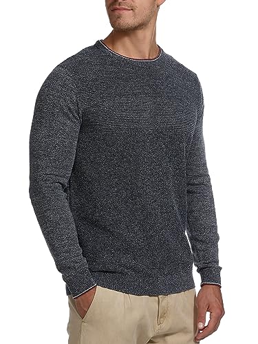 Indicode Herren INReign Feinstrickpullover mit Rundhals-Ausschnitt | Strickpullover aus Baumwolle Dark Navy L von Indicode