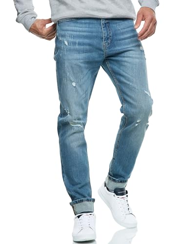 Indicode Herren INSmalinos Jeanshose aus Baumwolle mit 5 Taschen | Herrenhose Herrenjeans Denim Männer Mid Destroy Wash 32/32 von Indicode