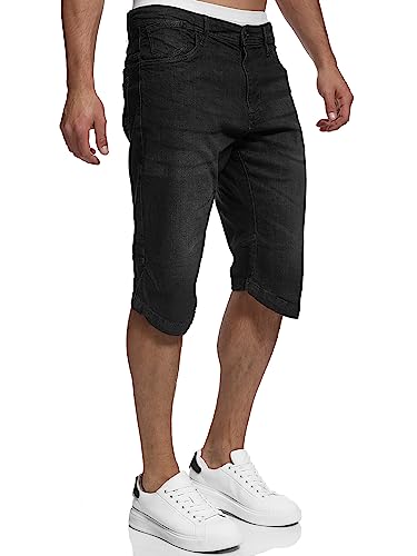 Indicode Herren Jaspar Jeans Shorts mit 5 Taschen | Herrenshorts Used Look für Männer Black 3XL von Indicode