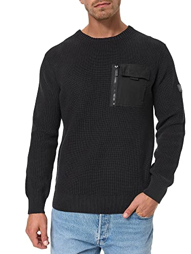 Indicode Herren Julieta Pullover aus 100% Baumwolle mit Brusttasche | Strickpullover für Männer Black XL von Indicode