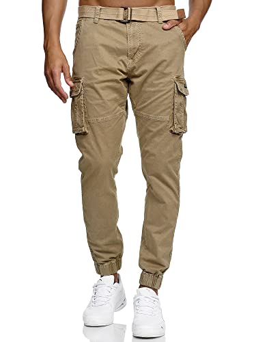 Indicode Herren Kerr Cargohose aus 98% Baumwolle inkl. Gürtel | Cargo Hose für Männer Cornstalk XXL von Indicode