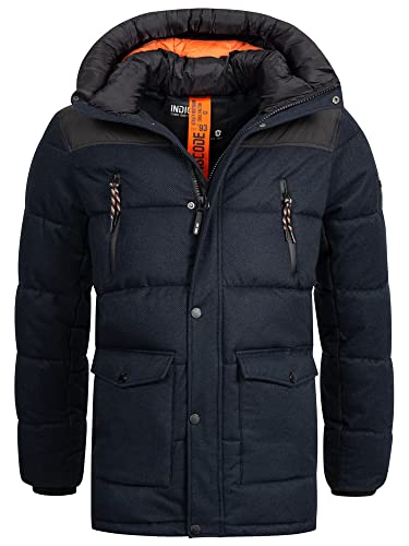 Indicode Herren Krem Winterjacke mit Kapuze | Herrenjacke Jacke Steppjacke Männer Navy XL von Indicode