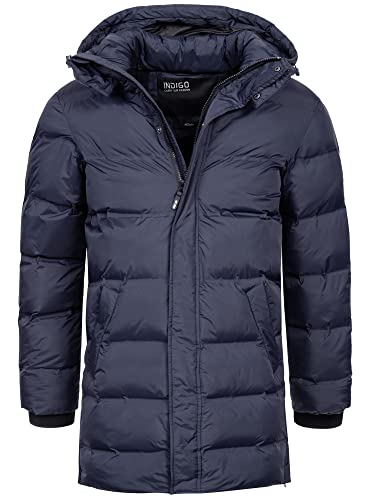 Indicode Herren Leugene Herrenmantel mit verdeckter Knopfleiste | Wintermantel für Männer Navy XL von Indicode