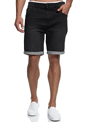 Indicode Herren Lonar Jeans Shorts mit 5 Taschen | Herrenshorts Used Look für Männer Black 3XL von Indicode