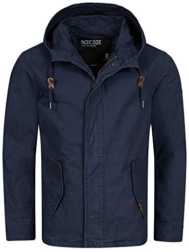 Indicode Herren Lough Jacke mit Kapuze aus Baumwolle | Herrenjacke Outdoorjacke Männer Navy L von Indicode