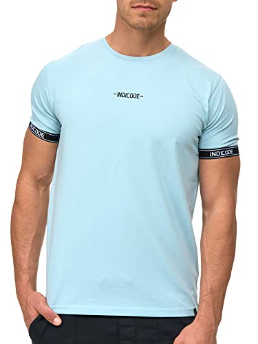 Indicode Herren Lutzy T-Shirt mit Rundhals-Ausschnitt | Herrenshirt Sommershirt Blue Wave XL von Indicode