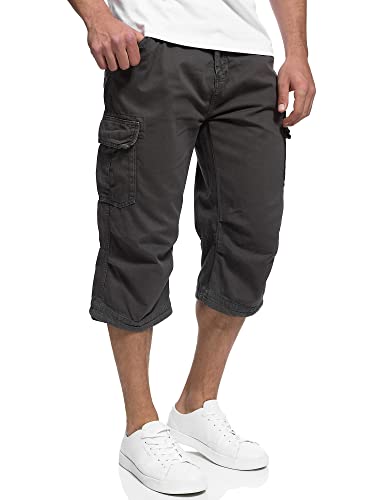 Indicode Herren Nicolas Check 3/4 Cargo-Shorts inkl. Gürtel | Herrenshorts aus Baumwolle Raven XL von Indicode